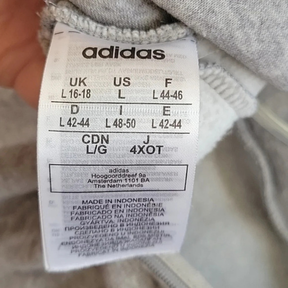 Adidas Essentials Comfort Gray White Funnel Neck Sweatshirt - Size Large - Picture 7 of 7